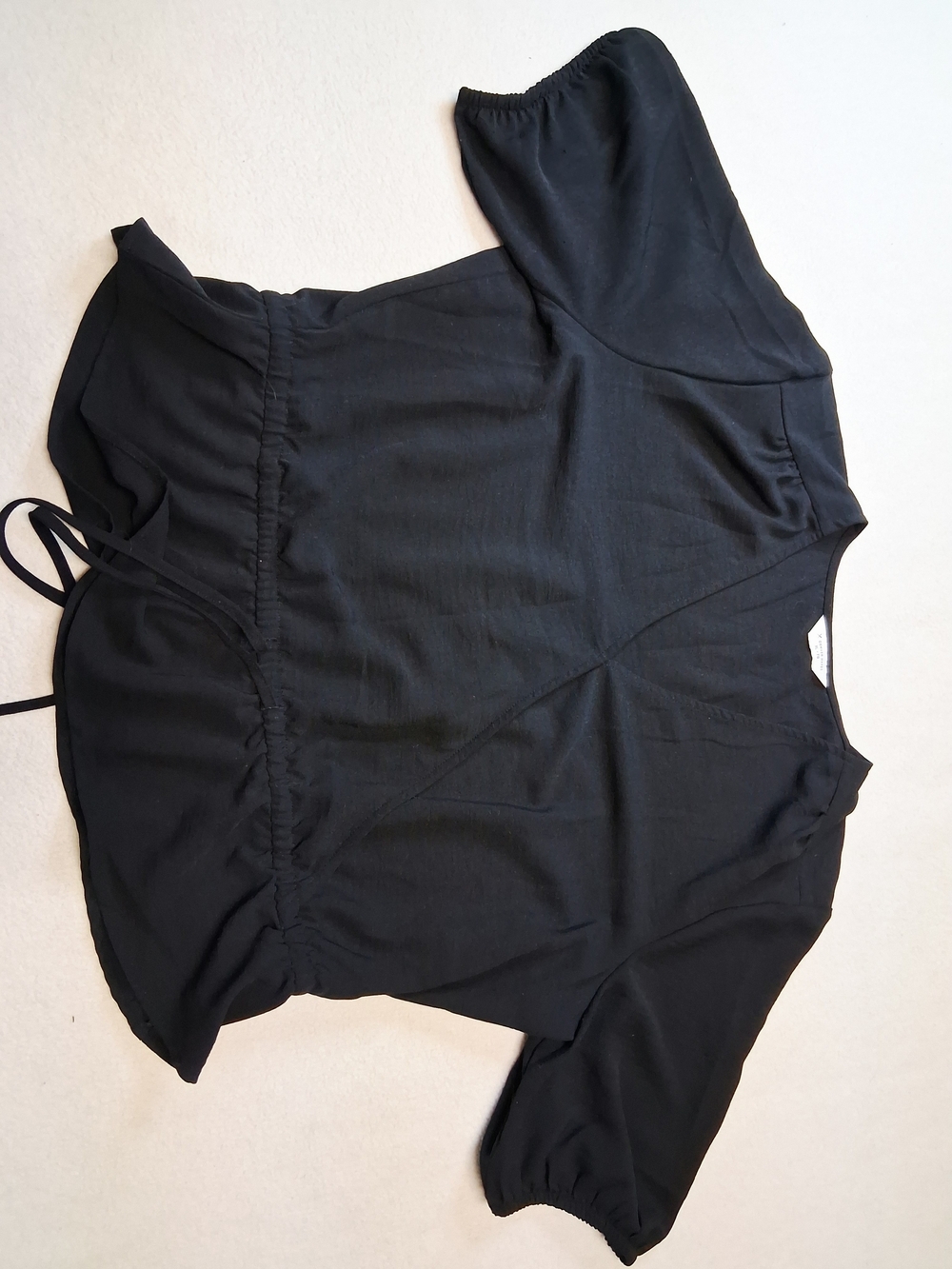 Denver Hayes Black Short Sleeve Drawstring Peplum Top